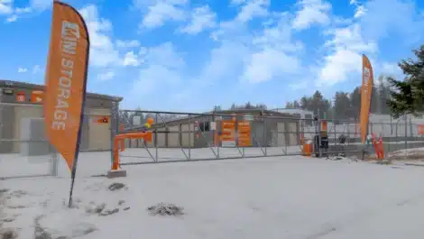 Secure access gate at self storage facility