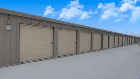 row of outdoor units at self storage facility