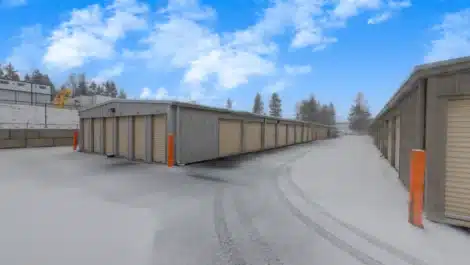 Row of outdoor units at self storage facility