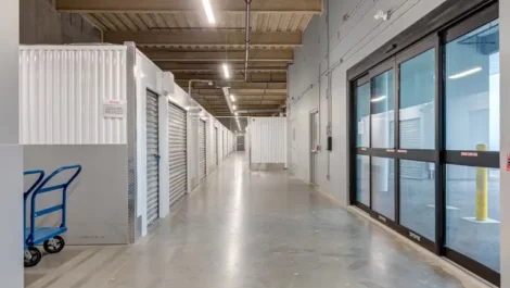 well maintained hallway access to self storage units