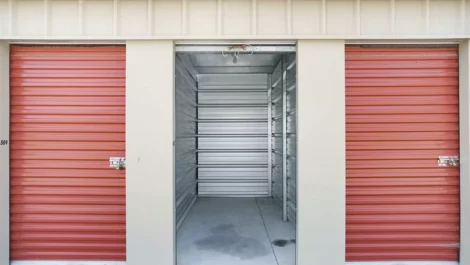 Inside a small storage unit