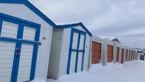 Row of medium sized units at self storage facility