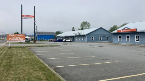 Front parking lot and office of Mini Mall Self storage facility in Saint John
