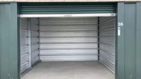 inside a self storage unit at self storage facility