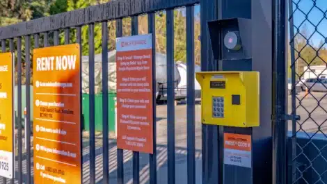 secure code access gate at self storage facility