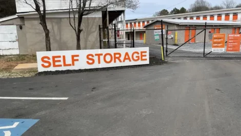 Well marked secure gate access to selft storage facility