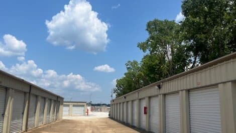 row of self storage units