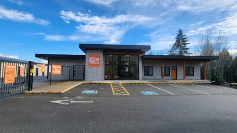 Entrance at self storage facility