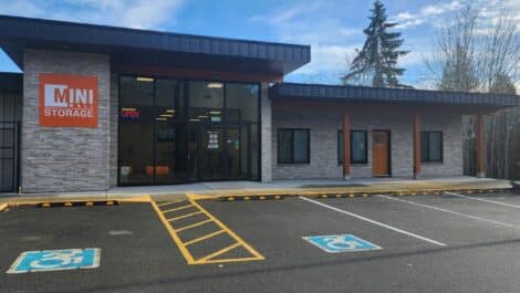 Entrance at self storage facility