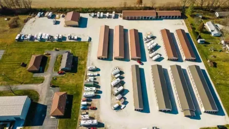 Aerial view of Mini Mall Storage in Mooresville