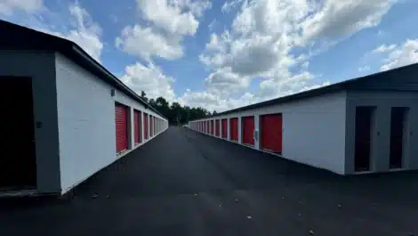 well paved line of self storage units