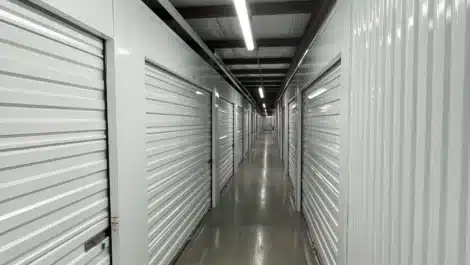 row of self storage units