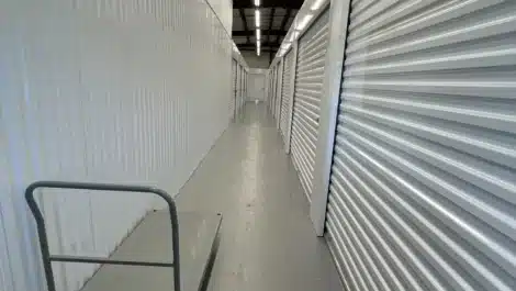 row of self storage units