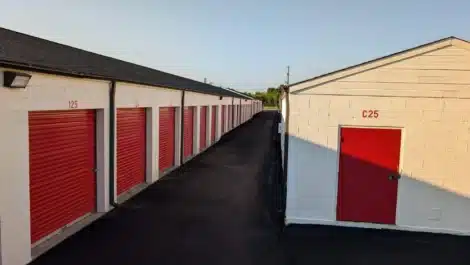 row of units at self storage facility