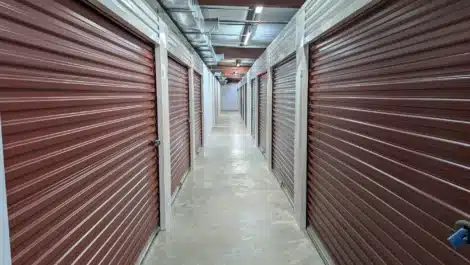 row of self storage units