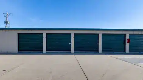A row of large sized storage units at Mini Mall Storage Foxboro Salina
