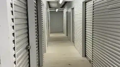 Well lit hallway access to storage units