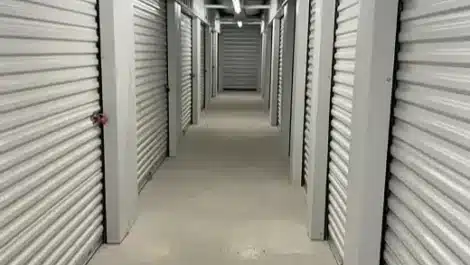 Hallway access to indoor self storage units