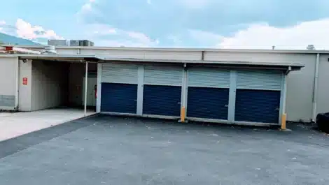 Row of units at self storage facility