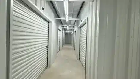clean, well lit hallway of storage units