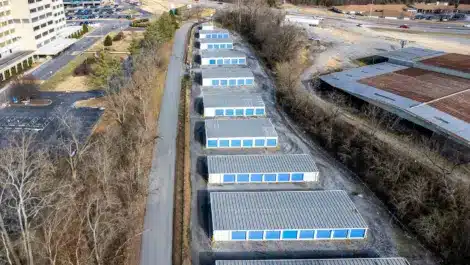 Aerial view of the Mini Mall Storage facility in Kingsport