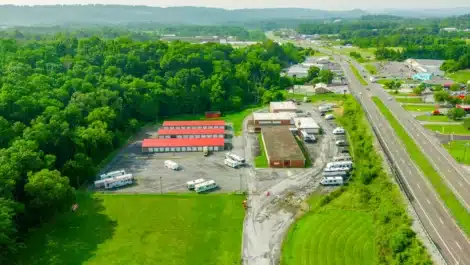 Drone view of self storage facility