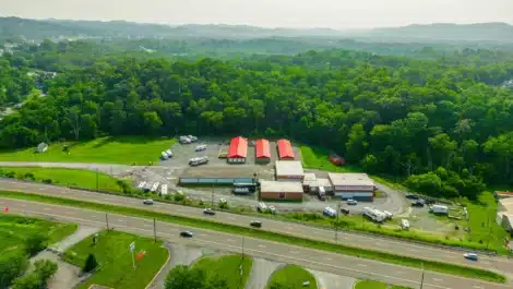 Drone view of self storage facility