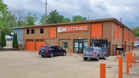 Front of customer service office for self storage facility