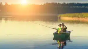 Father and son fishing at Lake Tholocco