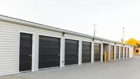 row of medium sized units at self storage facility