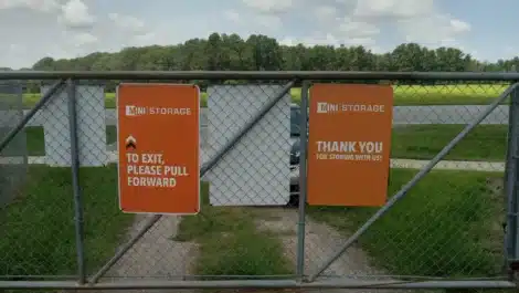 Back of gate signage at self storage facility