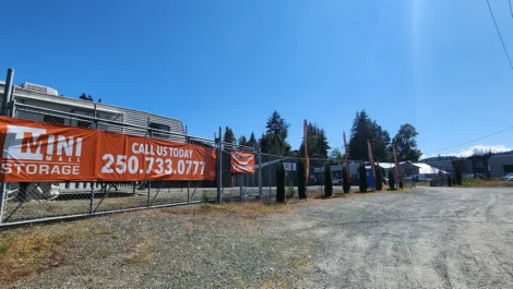fence banner at self storage facility