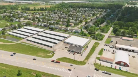 Aerial view of self storage facility