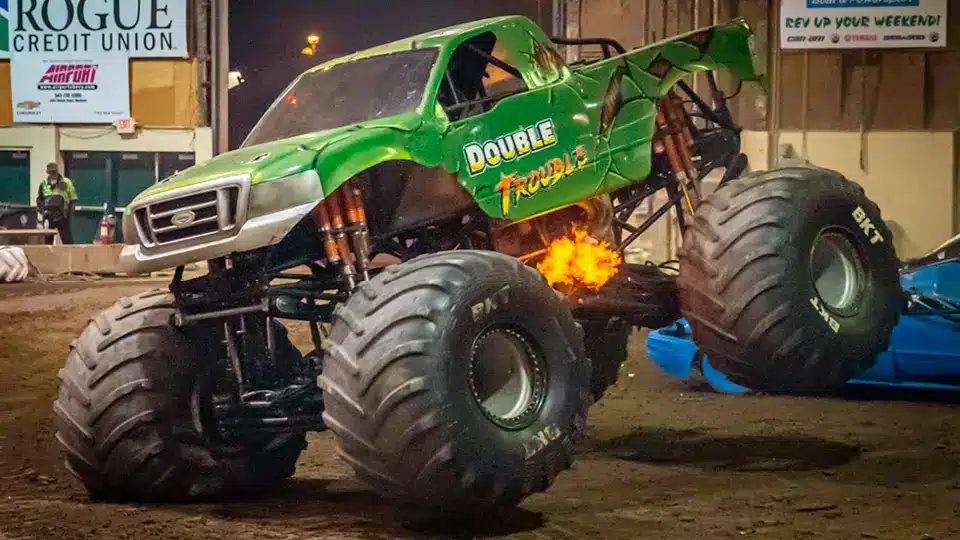A monster truck performing at the Lawrence County Fairgrounds near Mini Mall Storage