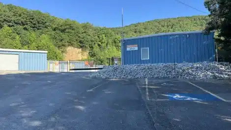 Gate and signage of self storage facility