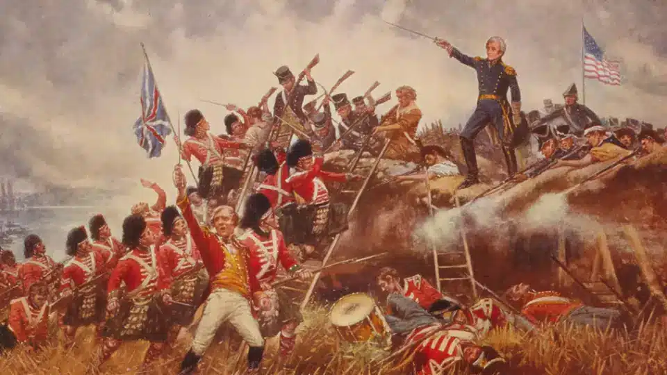 A picture of the British Army's 99th Regiment of Foot defending British interests in Canada during the war of 1812