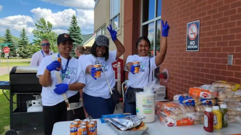 Members of Mini Mall Storage doing a free lunch