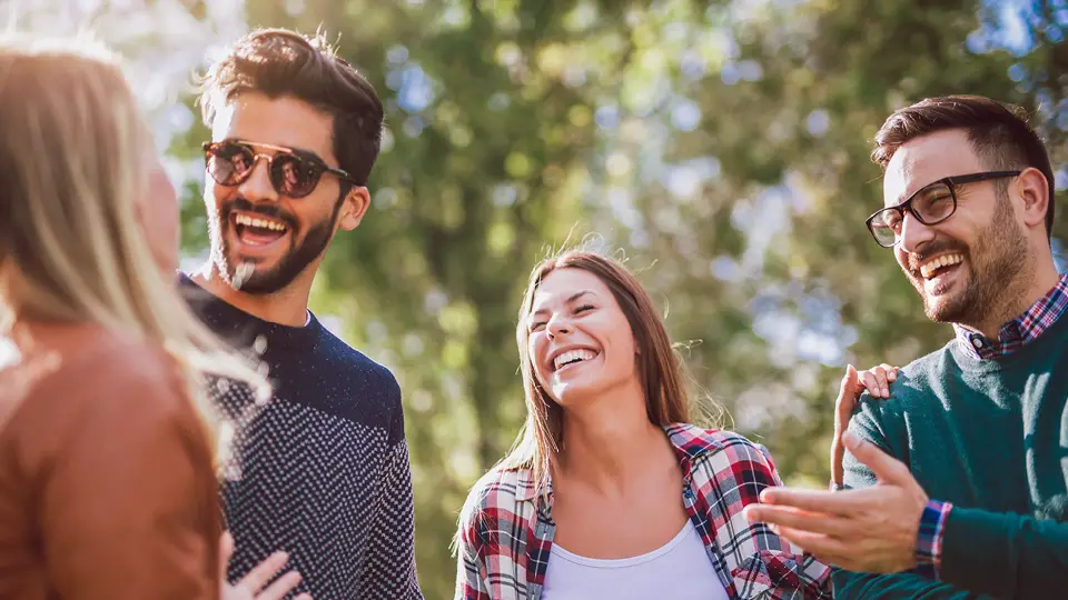 A group of friends laughing together