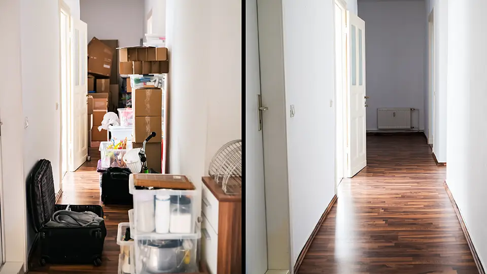 Before and after of a home that was decluttered