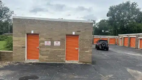 row of self storage units