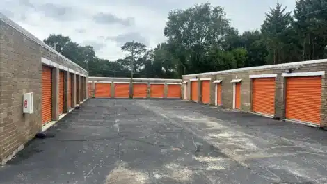 row of self storage units