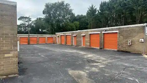 row of self storage units