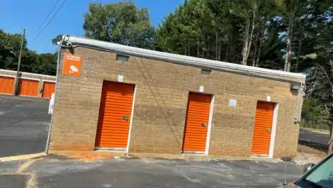 row of self storage units