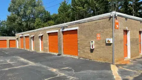 row of self storage units