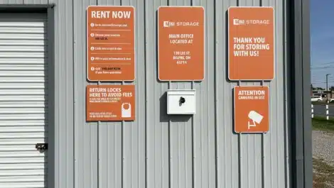 signage at self storage facility