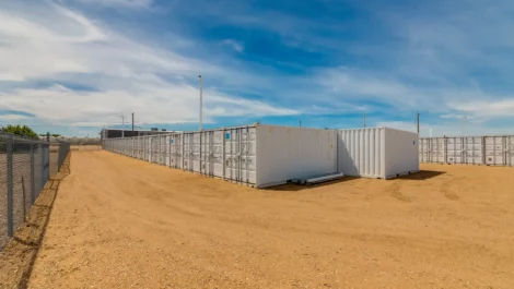 row of self storage units