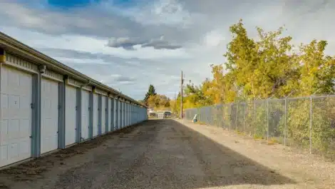 row of self storage units