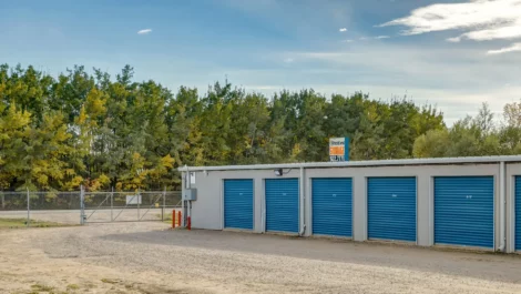 row of self storage units