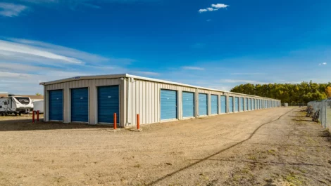 row of self storage units