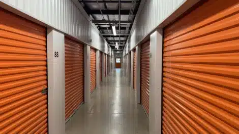 indoor row of units at self storage facility